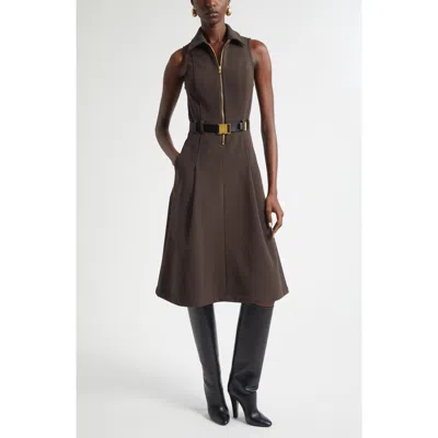 L'agence Kylo Belted Sleeveless Shirtdress In Brown