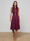 L'agence Kylo Belted Cotton Blend Shirtdress In Purple