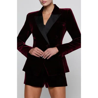 L'agence Kyomi Velvet Double Breasted Blazer In Burgundy