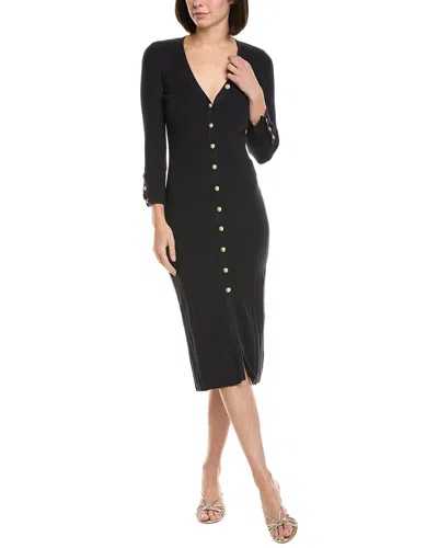 L'agence Kyra Button Silk-blend Duster Dress In Black