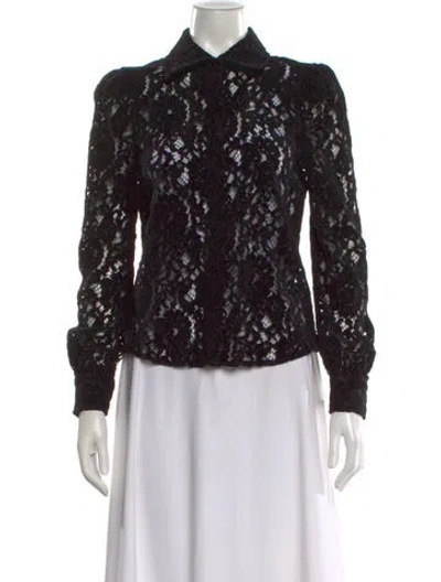 Pre-owned L'agence Lace Lace Pattern Blouse In Black
