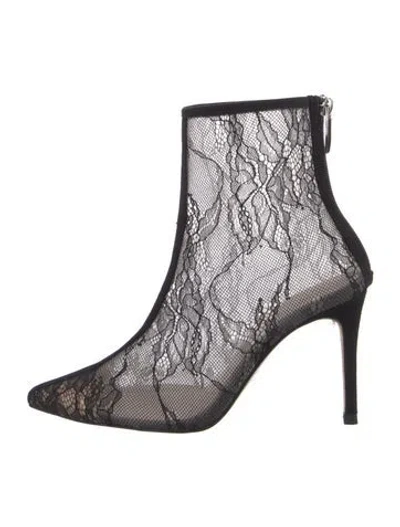 Pre-owned L'agence Lace Lace Pattern Boots In Black