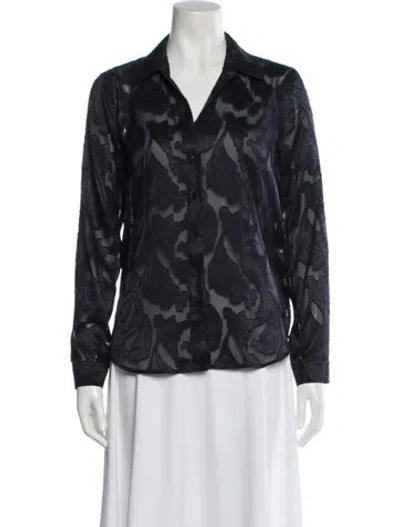 Pre-owned L'agence Lace Paisley Print Blouse In Green