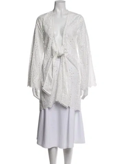 Pre-owned L'agence Lace Pattern Embroidered Accent Robe W/ Tags In White