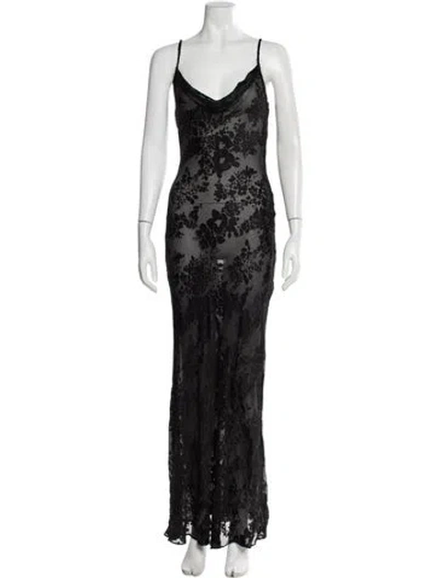 Pre-owned L'agence Lace Pattern Long Dress In Black