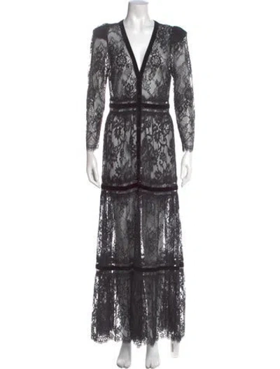 Pre-owned L'agence Lace Pattern Long Dress In Gray