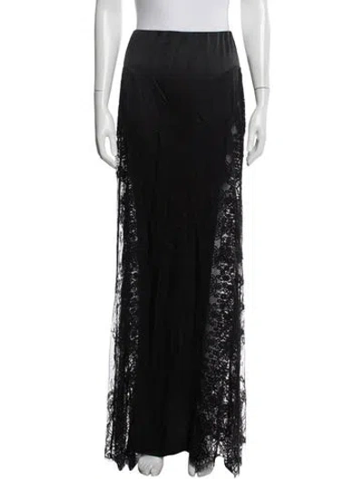 Pre-owned L'agence Lace Pattern Long Skirt In Black