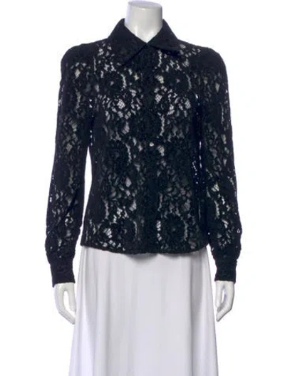 Pre-owned L'agence Lace Pattern Long Sleeve Blouse In Multi