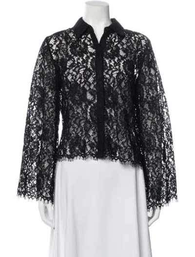 Pre-owned L'agence Lace Pattern Long Sleeve Blouse In Multi