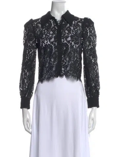Pre-owned L'agence Lace Pattern Long Sleeve Blouse In Multi