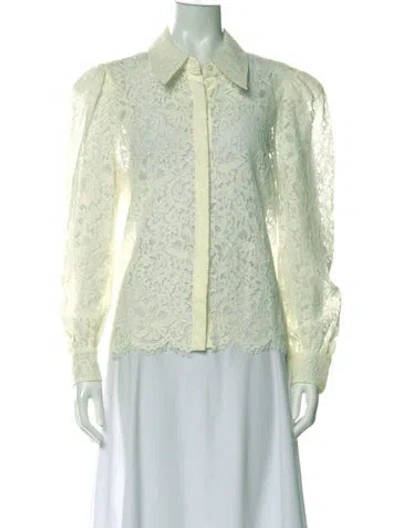 Pre-owned L'agence Lace Pattern Long Sleeve Blouse In Multi
