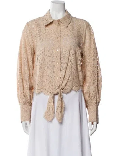 Pre-owned L'agence Lace Pattern Long Sleeve Blouse In Neutral
