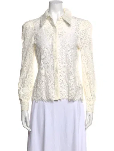 Pre-owned L'agence Lace Pattern Long Sleeve Blouse In Neutrals
