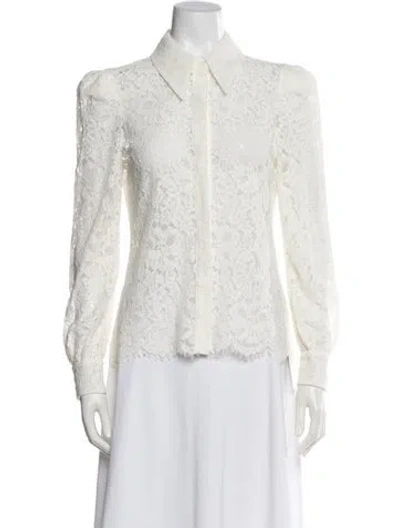 Pre-owned L'agence Lace Pattern Long Sleeve Blouse In Neutrals