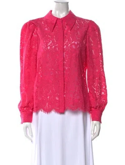 Pre-owned L'agence Lace Pattern Long Sleeve Blouse In Pink