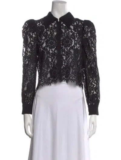 Pre-owned L'agence Lace Pattern Long Sleeve Blouse W/ Tags In Black