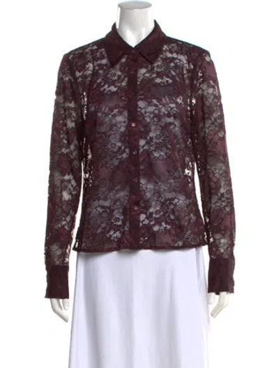 Pre-owned L'agence Lace Pattern Long Sleeve Blouse W/ Tags In Multicolor