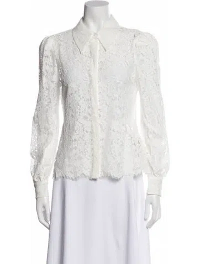 Pre-owned L'agence Lace Pattern Long Sleeve Blouse W/ Tags In White