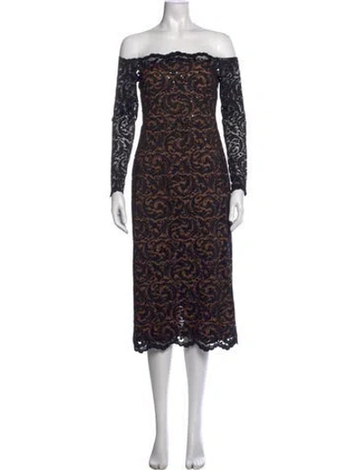 Pre-owned L'agence Lace Pattern Midi Length Dress In Blue