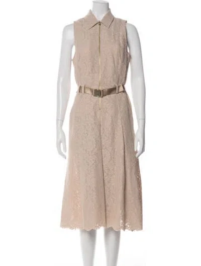 Pre-owned L'agence Lace Pattern Midi Length Dress In Neutral