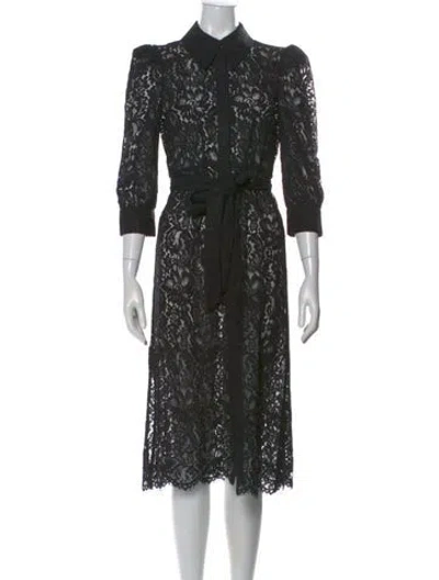 Pre-owned L'agence Lace Pattern Midi Length Dress W/ Tags In Black