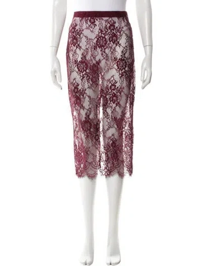 Pre-owned L'agence Lace Pattern Midi Length Skirt In Pink