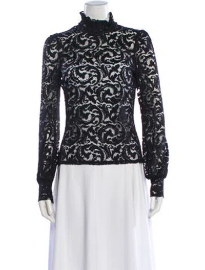 Pre-owned L'agence Lace Pattern Turtleneck Blouse In Multi