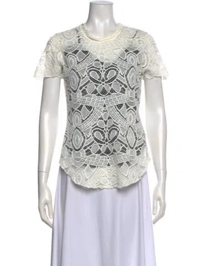 Pre-owned L'agence Lace Printed T-shirt In Neutral