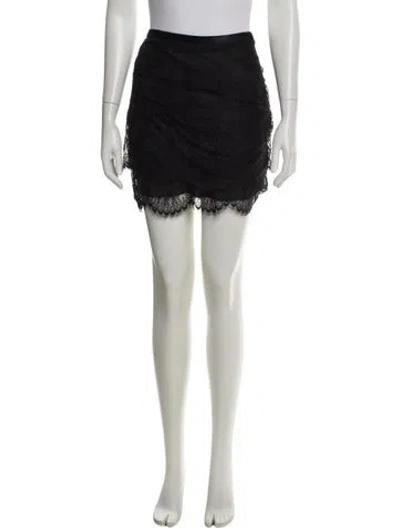 Pre-owned L'agence Lace Trim Embellishment Mini Skirt In Black