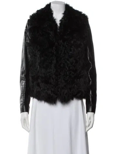 Pre-owned L'agence Lamb Fur Fur Jacket In Black