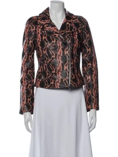 Pre-owned L'agence Lamb Leather Animal Print Blazer In Multi