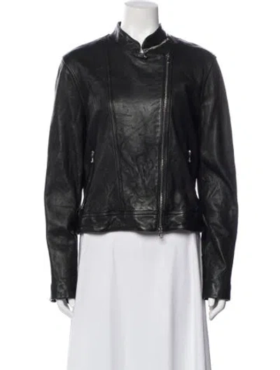 Pre-owned L'agence Lamb Leather Biker Jacket In Black