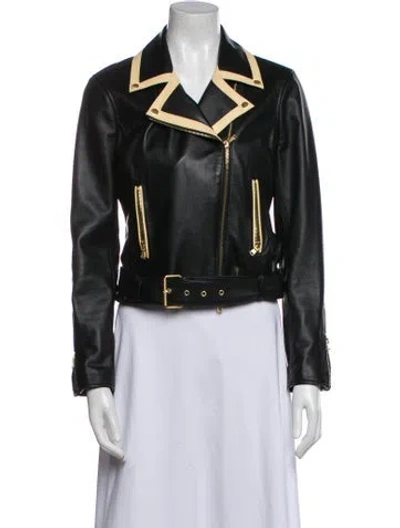Pre-owned L'agence Lamb Leather Biker Jacket In Black