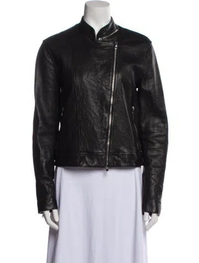 Pre-owned L'agence Lamb Leather Biker Jacket In Black