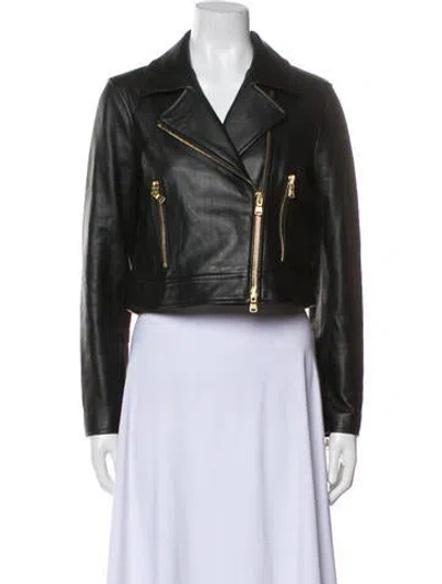 Pre-owned L'agence Lamb Leather Biker Jacket In Black