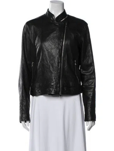 Pre-owned L'agence Lamb Leather Biker Jacket In Black