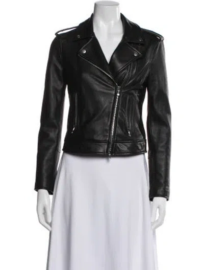 Pre-owned L'agence Lamb Leather Biker Jacket In Black