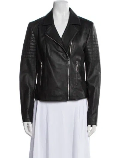 Pre-owned L'agence Lamb Leather Biker Jacket In Black