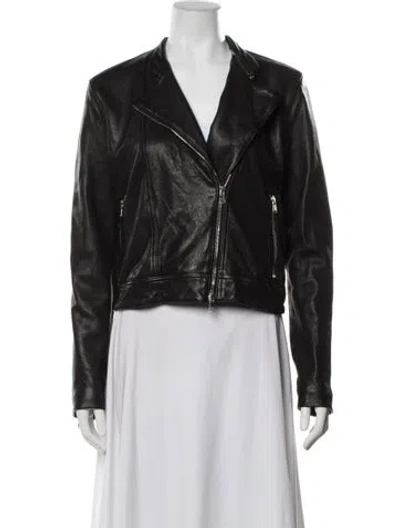 Pre-owned L'agence Lamb Leather Biker Jacket In Black