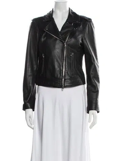Pre-owned L'agence Lamb Leather Biker Jacket In Black