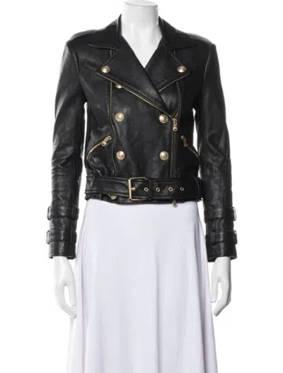 Pre-owned L'agence Lamb Leather Biker Jacket In Black
