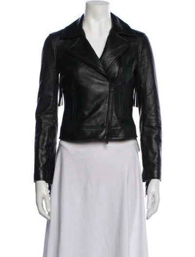 Pre-owned L'agence Lamb Leather Biker Jacket In Black