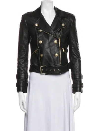 Pre-owned L'agence Lamb Leather Biker Jacket In Green