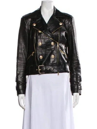 Pre-owned L'agence Lamb Leather Biker Jacket In Multi