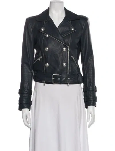 Pre-owned L'agence Lamb Leather Biker Jacket In Multi