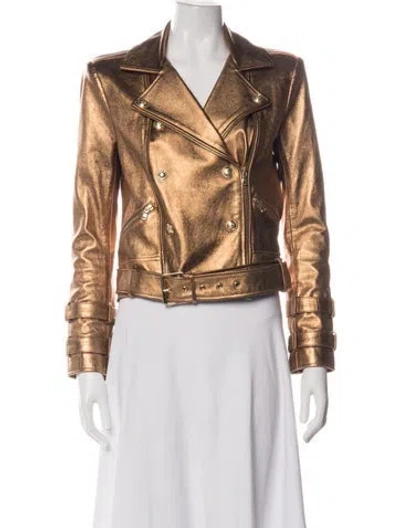 Pre-owned L'agence Lamb Leather Biker Jacket In Multicolor