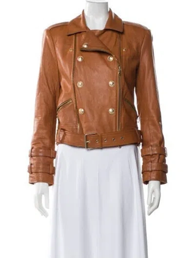 Pre-owned L'agence Lamb Leather Biker Jacket In Multicolor