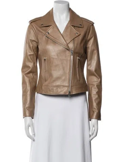 Pre-owned L'agence Lamb Leather Biker Jacket In Neutral