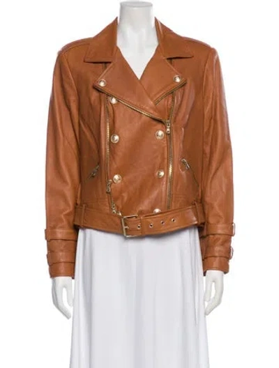 Pre-owned L'agence Lamb Leather Biker Jacket In Neutral