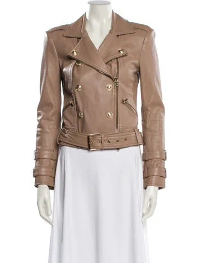 Pre-owned L'agence Lamb Leather Biker Jacket In Neutral
